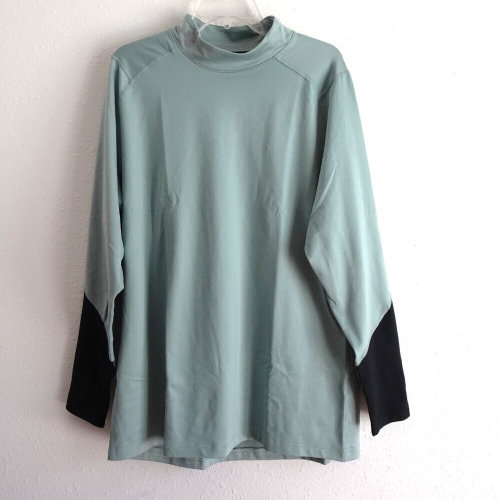 Under Armour Coldgear Mock Neck Top Men's Size 2XL Green Logo Long Sleeve Fitted